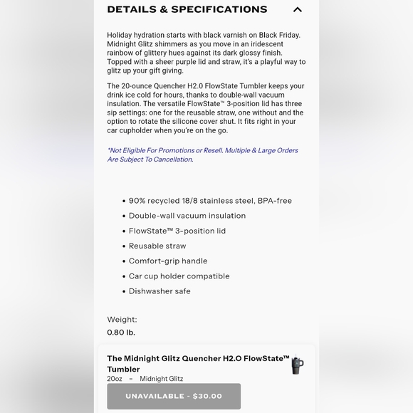 Midnight Glitz 20oz Flowstate Quencher - Picture 5 of 6